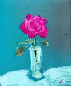Voir le détail de cette oeuvre: fleur rose dansun verre